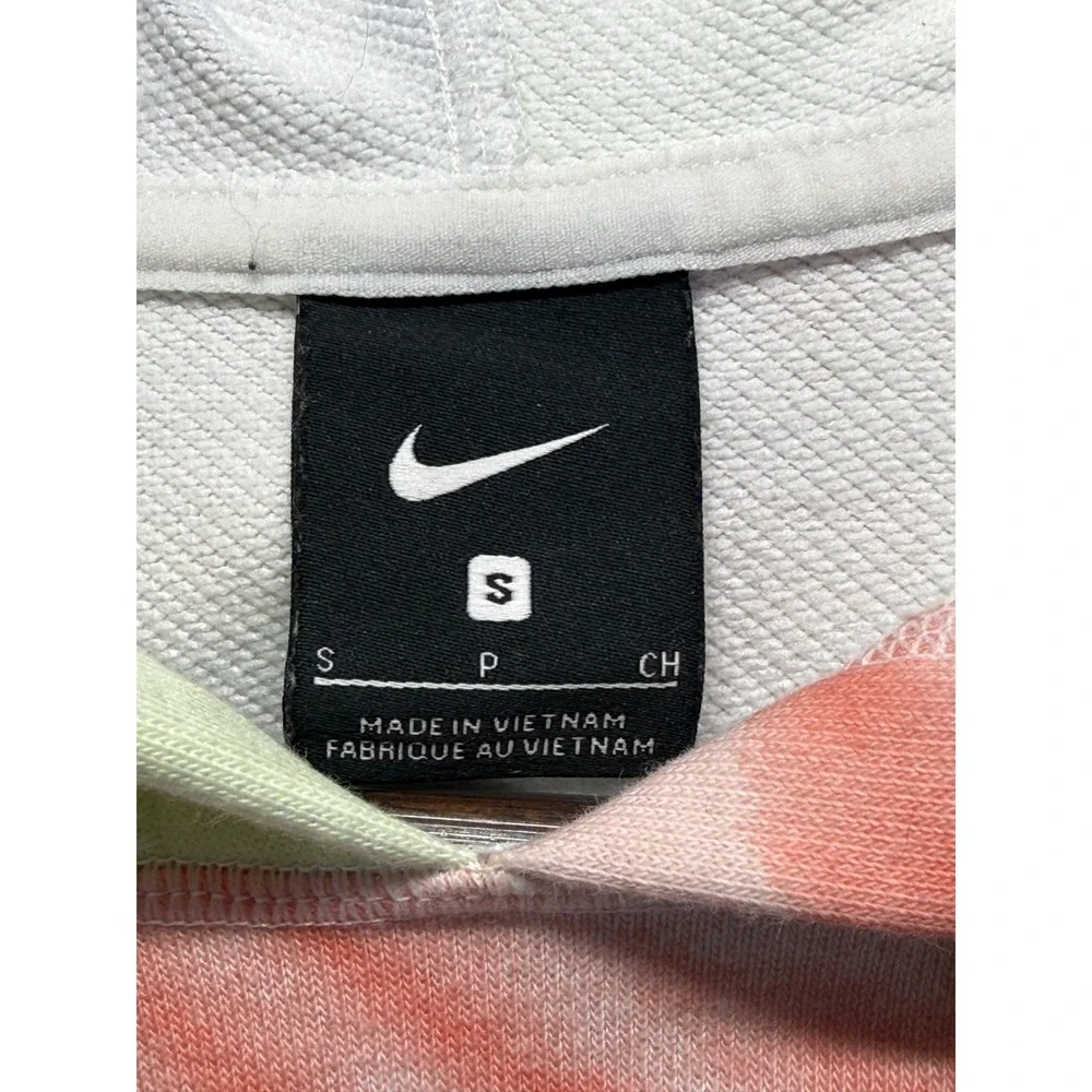 Nike Cropped Hoodie Womens‎ Small Multi Tie Dye Swoosh Logo Cotton Ribbed Trim